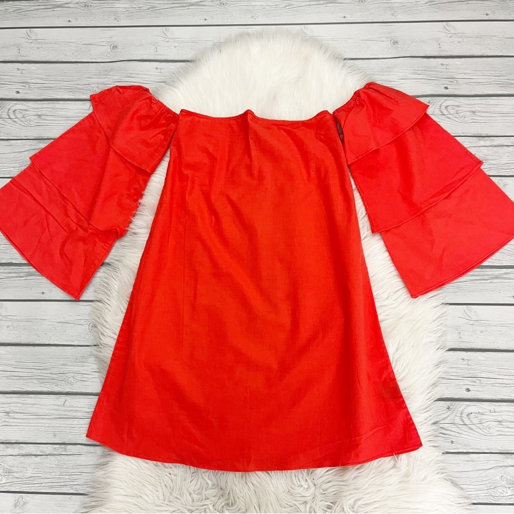 Walter Baker Red off the shoulder bell sleeve dress